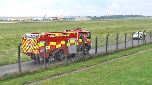 Fire engine at East Midlands Airport, UK